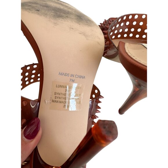STEVE MADDEN Lunna Brown Spiked Sandals Heels Size 7 - Picture 3 of 6